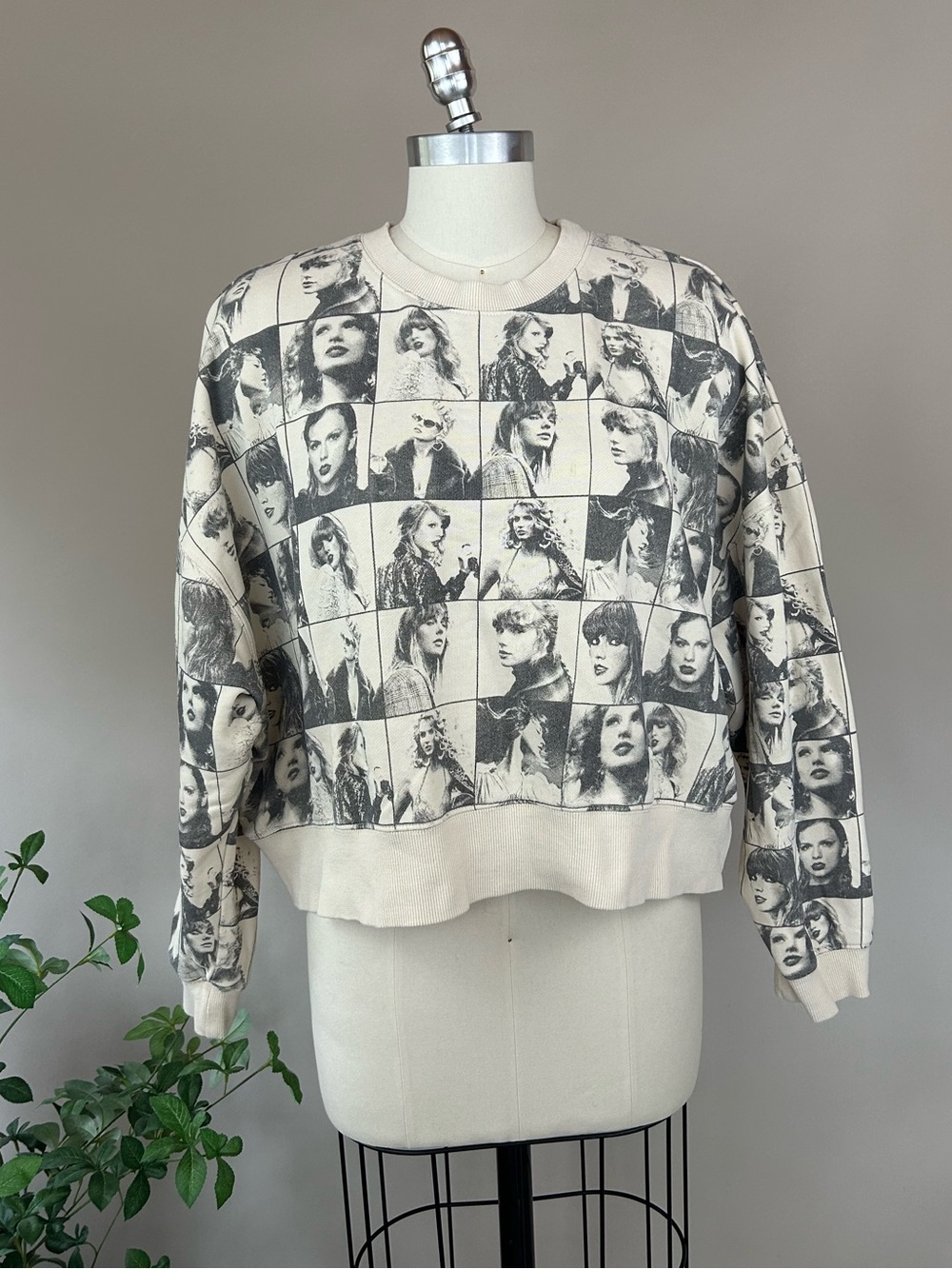 Taylor Swift The Eras Tour Beige Cropped Sweatshirt Sz Small - Picture 2 of 9